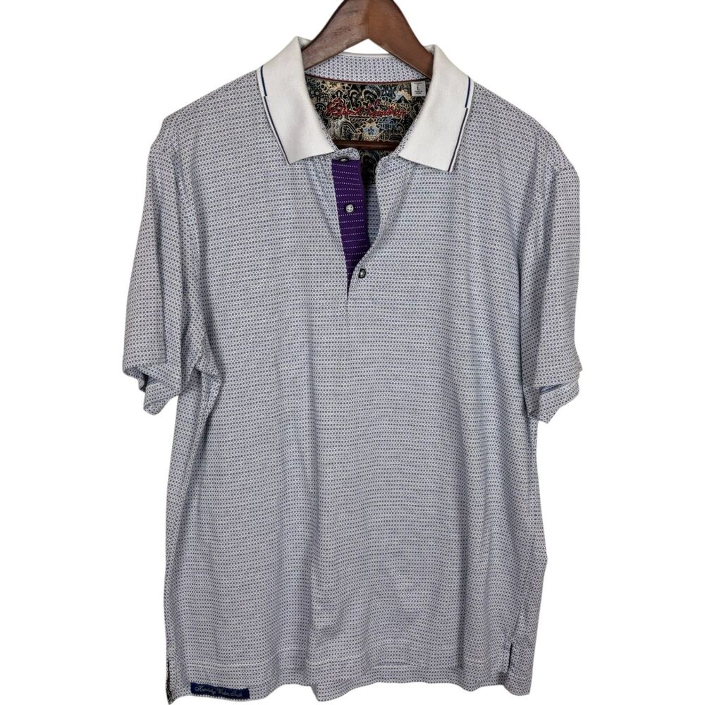 Robert Graham Purple Blue Short Sleeve Polo Men’s Large